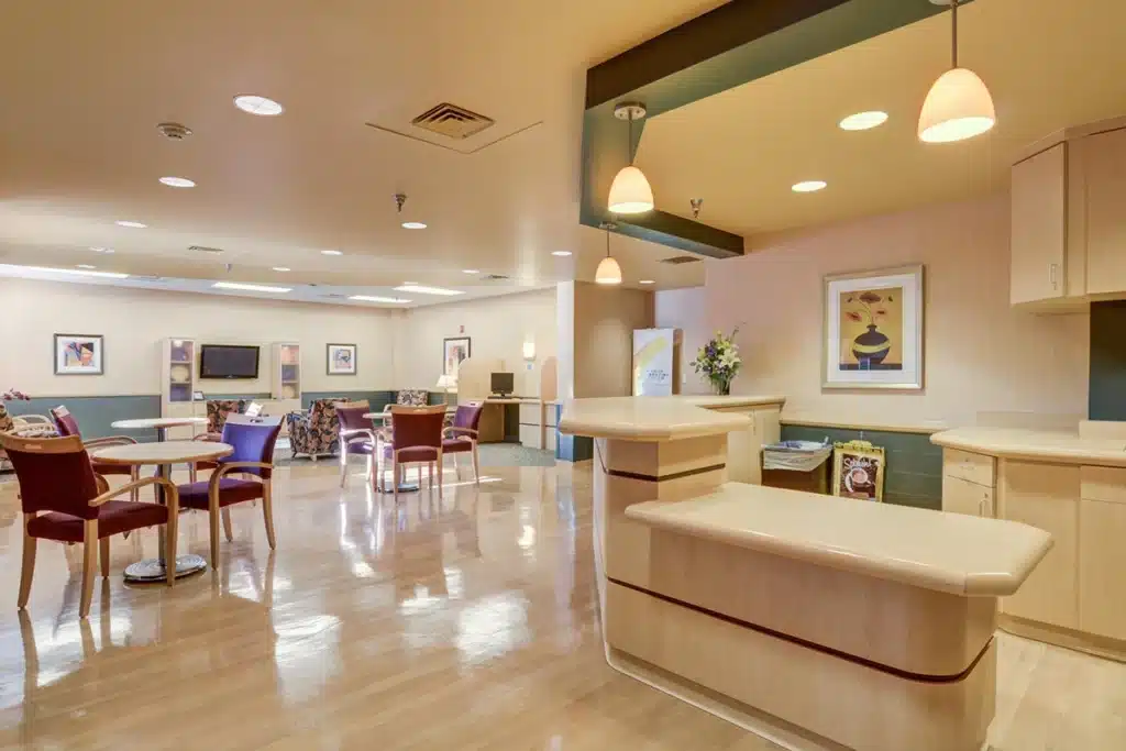 The general activity room at the Carnegie Park Post Acute facility