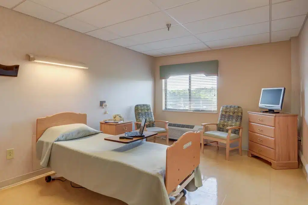 A private room at the Carnegie Park Post Acute facility