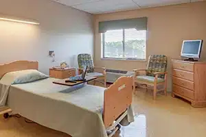 A private room at the Carnegie Park Post Acute facility