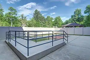 The back courtyards of the Carnegie Park Post Acute facility