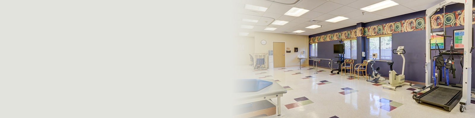 The rehab gym at the Carnegie Park Post Acute facility