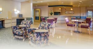 The general activity room at the Carnegie Park Post Acute facility