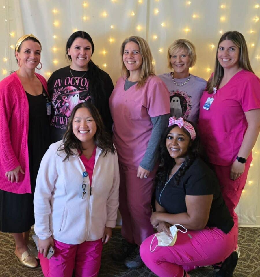 Nurses at Carnegie Park Post Acute during Breast Cancer Awareness Month